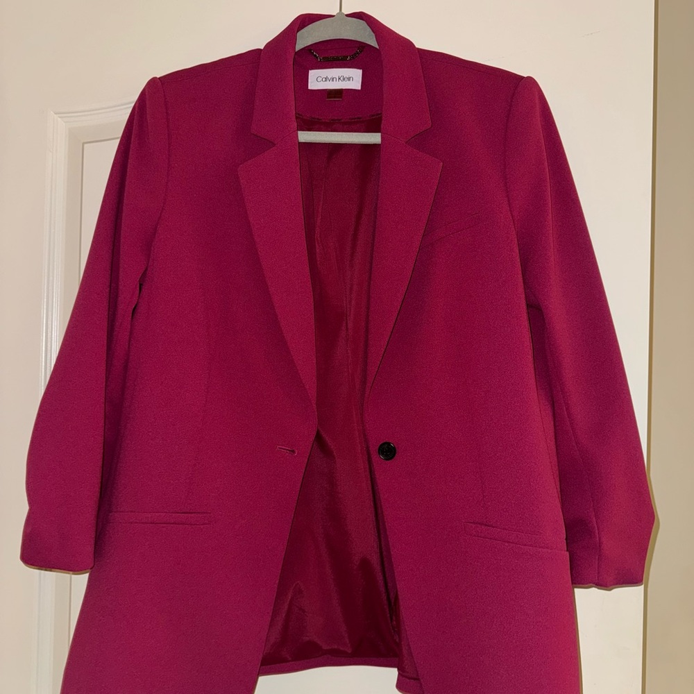 Calvin Klein Pink Blazer Modern Cut Notched Lapels